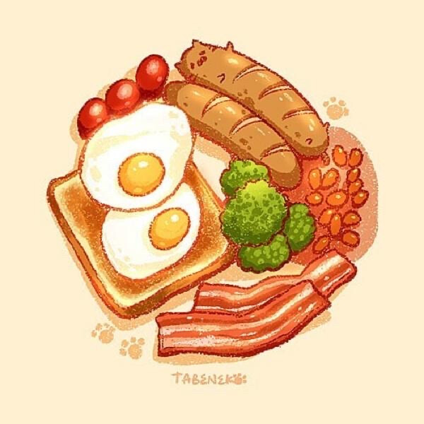 可爱的猫咪美食插画作品