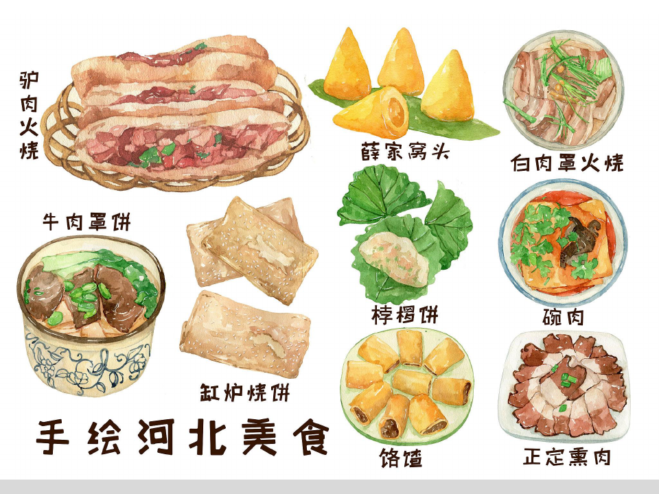 手绘中国各地美食