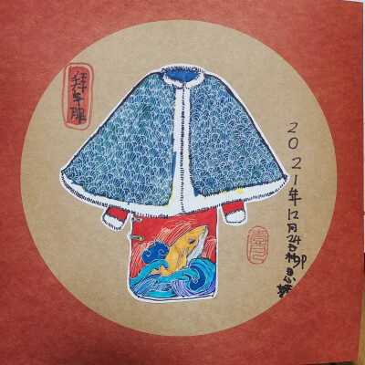 《拜年服》儿童绘画 线描画 马克笔 配色