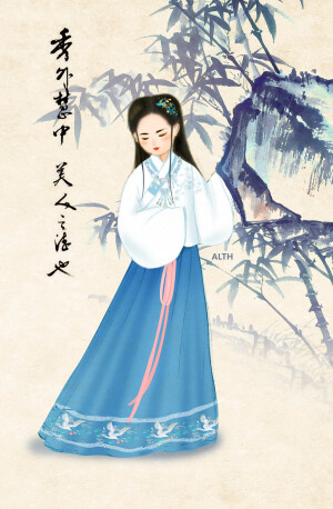 【古风插画】#汉服# 作者：哲哲alth  图源 zcool 