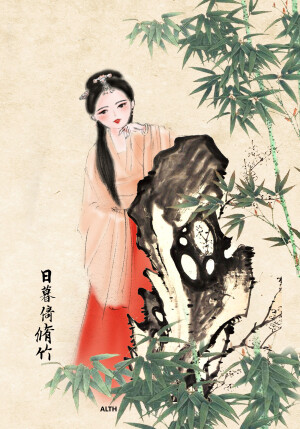 【古风插画】#汉服# 作者：哲哲alth  图源 zcool 