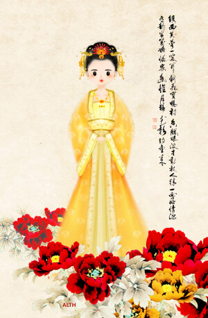 【古风插画】#汉服# 作者：哲哲alth  图源 zcool 