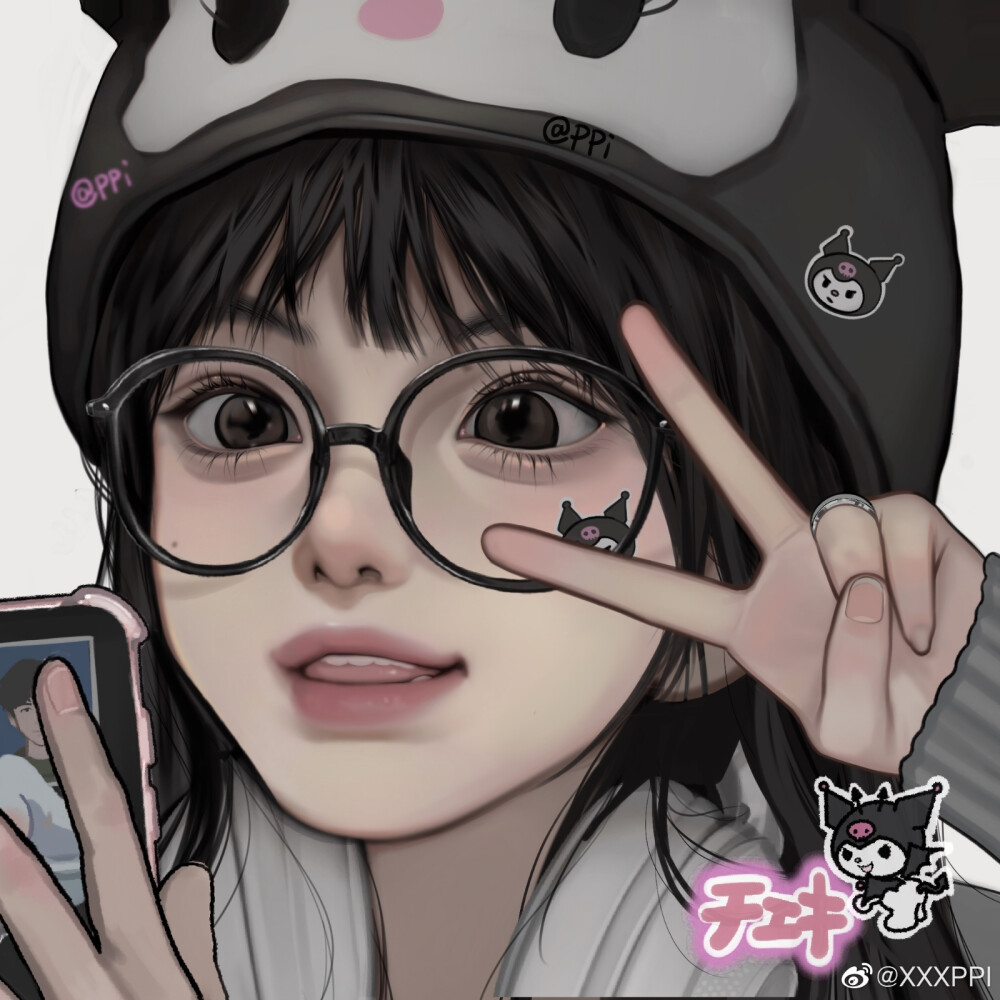 库洛米情头! 画师:xxxppi #拟人##库洛米##情侣头像# 676767