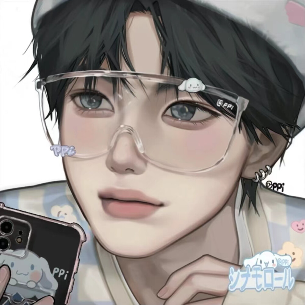 库洛米玉桂狗手绘情头图源自水印抖音微博可搜侵权删