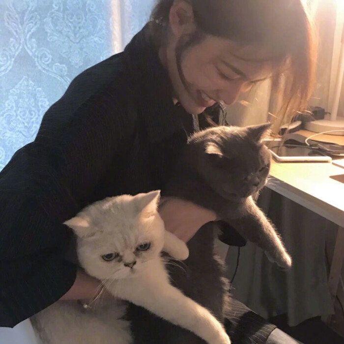 女生抱猫头像可爱☆