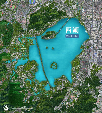杭州西湖南北长3.3公里，东西宽2.8公里，湖岸周长15公里，平均深度约2.27米