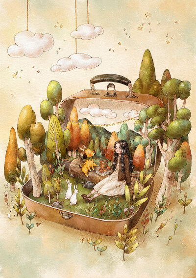 267. 간직하고픈 날
-想要珍藏的日子
~来自韩国插画家Aeppol 的「森林女孩日记」系列插画。