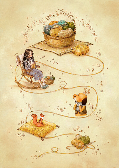 268. 따뜻한 마음은 어떤 모습이 될까
-温暖的心会是什么样子呢
~来自韩国插画家Aeppol 的「森林女孩日记」系列插画。