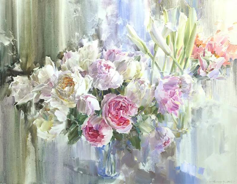 艺术家Oleg Timoshin的水彩花卉