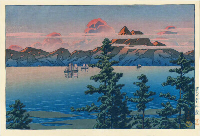 黄昏好风景。作者：川濑巴水(Kawase Hasui) ​​​​