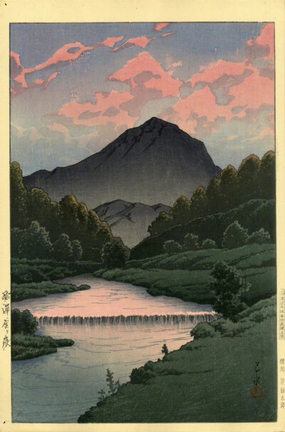 黄昏好风景。作者：川濑巴水(Kawase Hasui) ​​​​