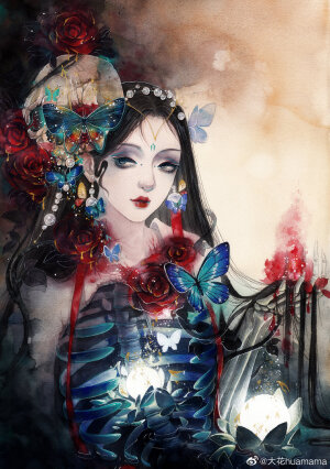 【水彩古风美人】作者：大花huamama