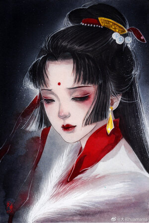 【水彩古风美人】作者：大花huamama