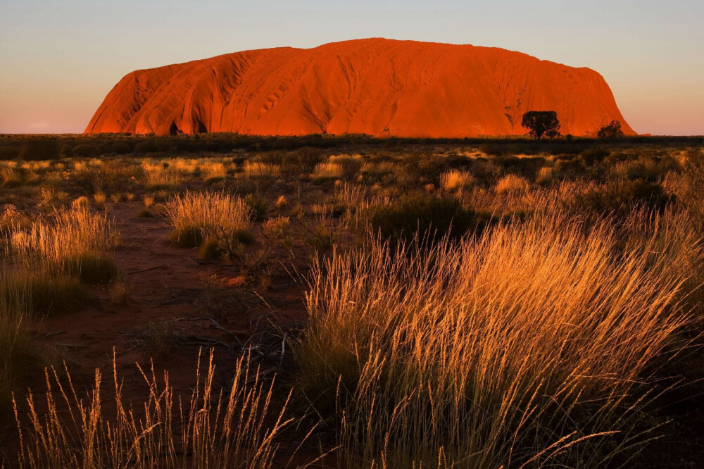 乌鲁鲁
位于澳洲北领地南部的乌鲁鲁岩又称艾尔斯岩，它是一块高出周边地表约348公尺的单体砂岩，也是当地原住民阿南古人的圣地。 /Steffen&amp;AlexandraSailer