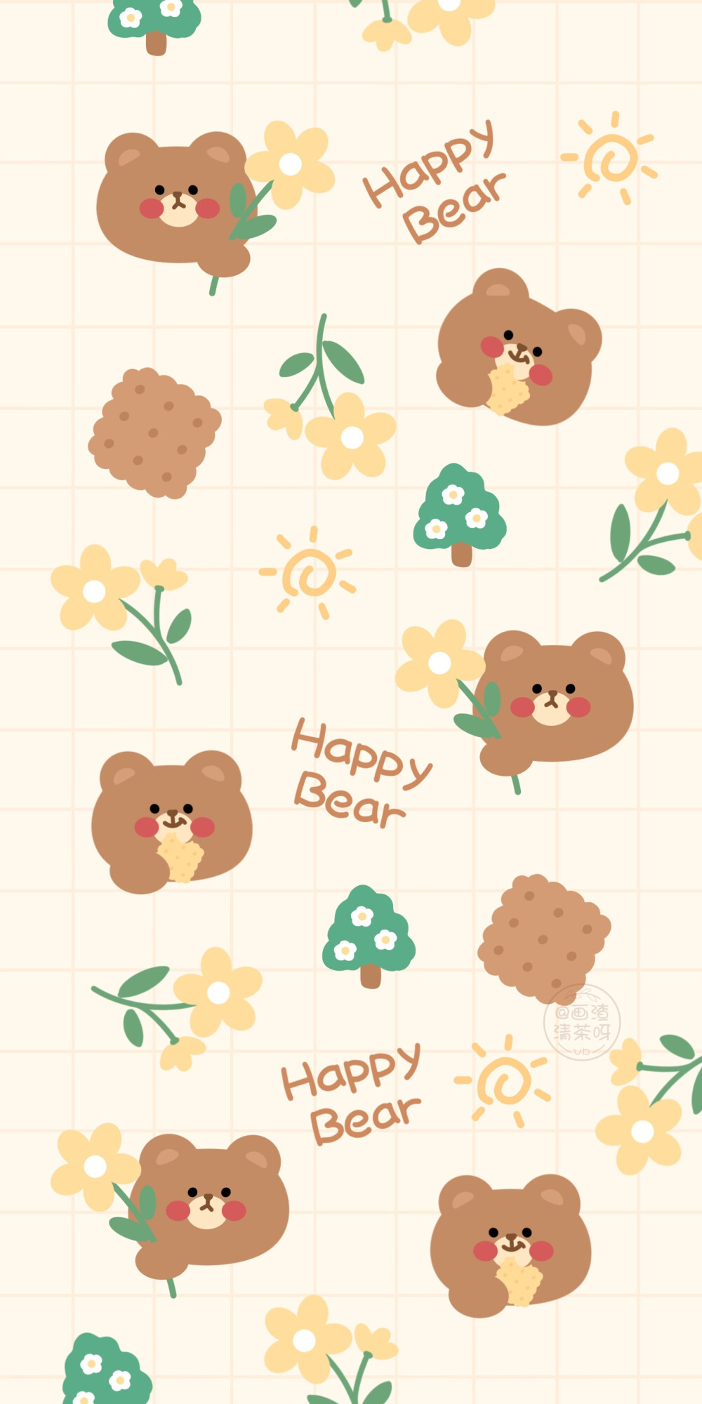 可爱手绘平铺风壁纸
©画渣清茶呀
