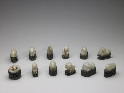 北京故宫博物院的青白玉十二生肖 ​​​
