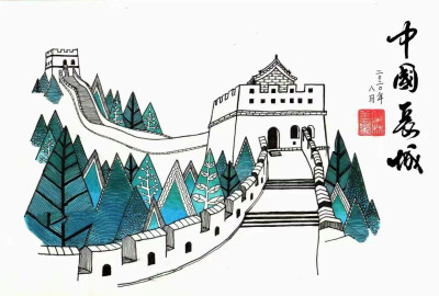 线描 建筑 卡通