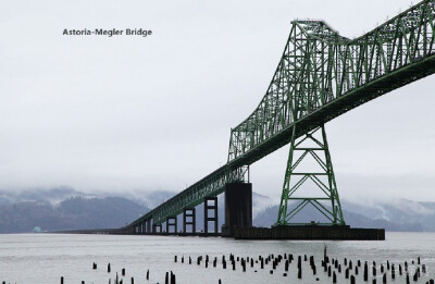 Astoria-Megler大桥 这是一座横跨哥伦比亚河的连续桁架桥，它连接了美国华盛顿州的梅格勒附近的艾里斯海角和俄勒冈州的阿斯托利亚。大桥位于哥伦比亚河入海口，美国国道101从大桥上经过。这座大桥是北美洲最长的连续…