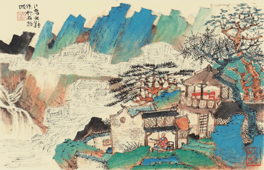 国画，盛文锦山水画，山水画，水墨画，青绿山水画，中国美术学院，中国美术家协会会员，中国工笔画学会会员，江苏省美术家协会会员。