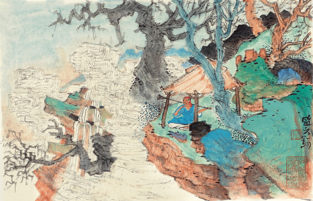 国画，盛文锦山水画，山水画，水墨画，青绿山水画，中国美术学院，中国美术家协会会员，中国工笔画学会会员，江苏省美术家协会会员。