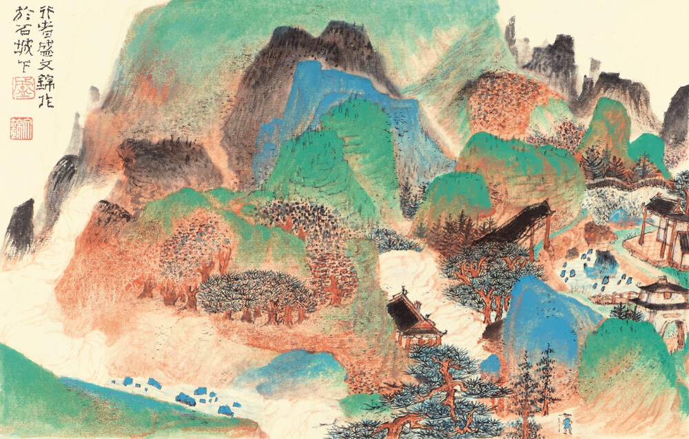 国画，盛文锦山水画，山水画，水墨画，青绿山水画，中国美术学院，中国美术家协会会员，中国工笔画学会会员，江苏省美术家协会会员。