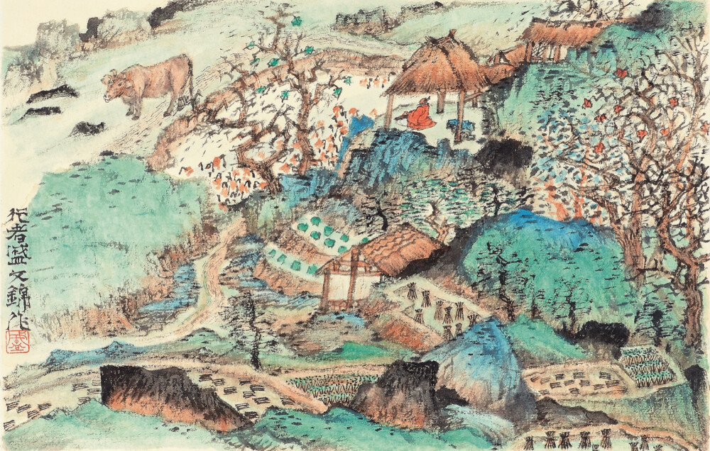 国画，盛文锦山水画，山水画，水墨画，青绿山水画，中国美术学院，中国美术家协会会员，中国工笔画学会会员，江苏省美术家协会会员。