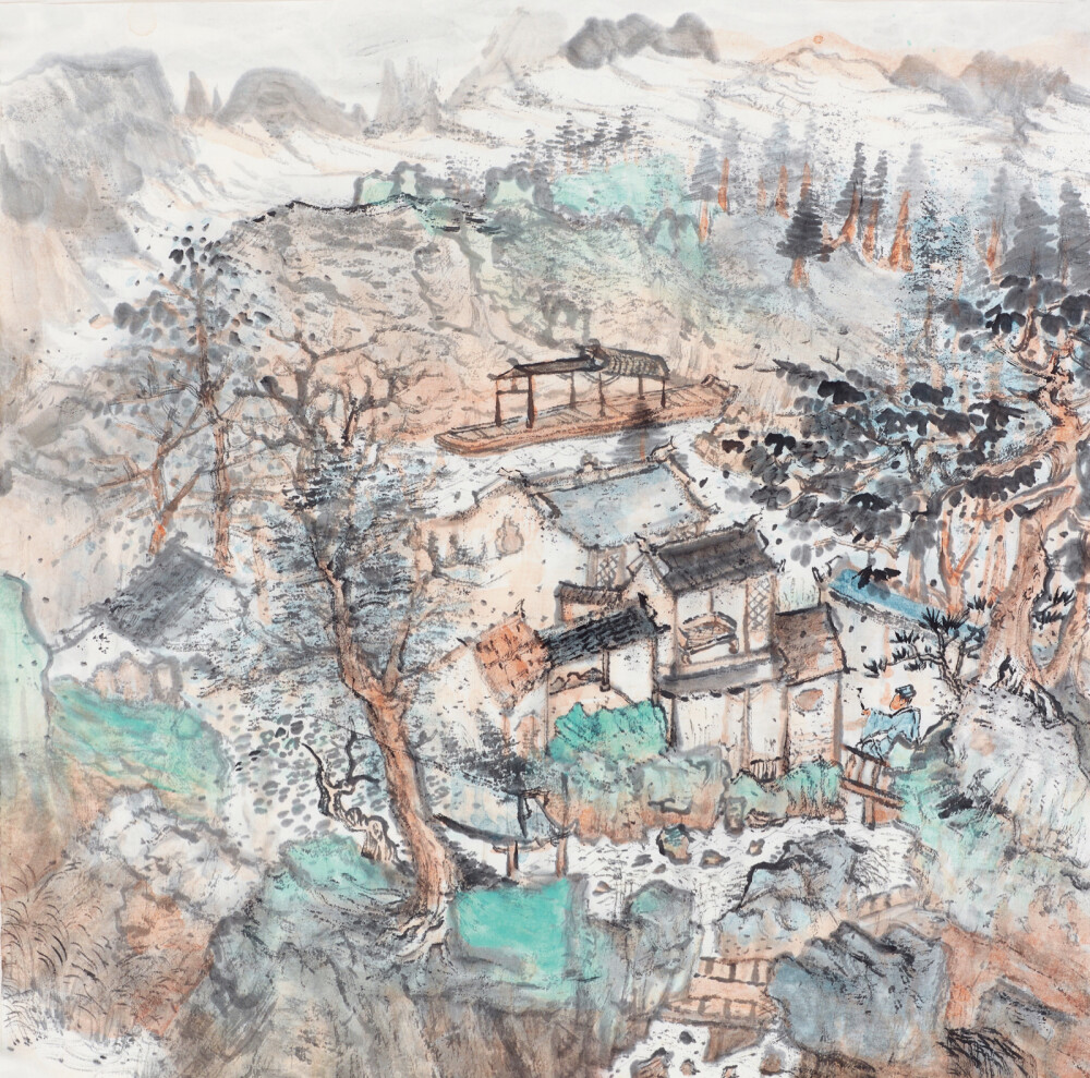 国画，盛文锦山水画，山水画，水墨画，青绿山水画，中国美术学院，中国美术家协会会员，中国工笔画学会会员，江苏省美术家协会会员。