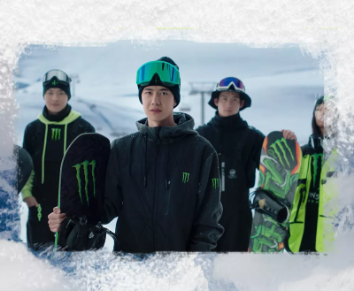 220128 @MonsterEnergy魔爪vx公众号更新：
跟上王一博高能起飞，领教高山自由滑雪之带劲！ ​​​