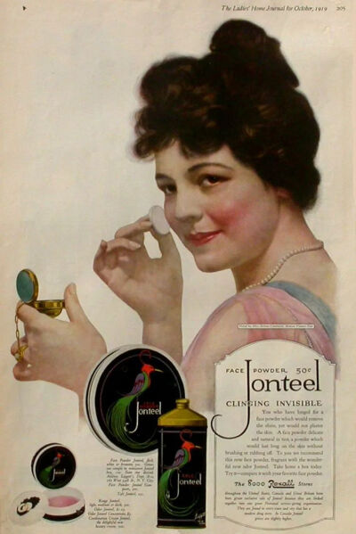 以尺寸小巧的粉盒为卖点的Jonteel化妆粉广告