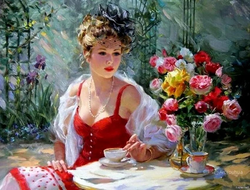 康斯坦丁·拉祖莫夫（Konstantin Razumov，1974-）是俄罗斯画家，以其印象派肖像画而闻名。拉祖莫夫1974年出生于俄罗斯扎林斯克，在莫斯科伊利亚·格拉祖诺夫绘画、雕塑和建筑学院学习，他的历史画作在那里获得了巨大的赞誉。
拉祖莫夫是一位才华横溢的印象派画家，画过各种题材，从人物到风景、年轻的芭蕾舞演员、儿童和花园和穿着奢华服装的年轻女性。他鲜艳的色彩，人物皮肤的光滑度，人物的表现力，使他的画与众不同。
拉祖莫夫拥有充满活力的闪烁笔触，加上对光线和出色的绘图技巧的掌握。他绘画风格独特，现代传统写实手法和印象派画法相结合，将人物的美妙用鲜艳的色彩描绘得淋漓尽致。
作品中，人物手和脸的特征都是写实的，而面料和周围的环境则是印象派的笔触。在人物的表现上，他的笔触细腻柔和，有着一种非常柔软的感觉，人物的皮肤光滑水嫩，双眼清澈含水，很是令人心动！在他画笔之下这些女子似乎具有更强烈的吸引力，每一个眼神都具有致命的妩媚与娇艳、温柔和感性。