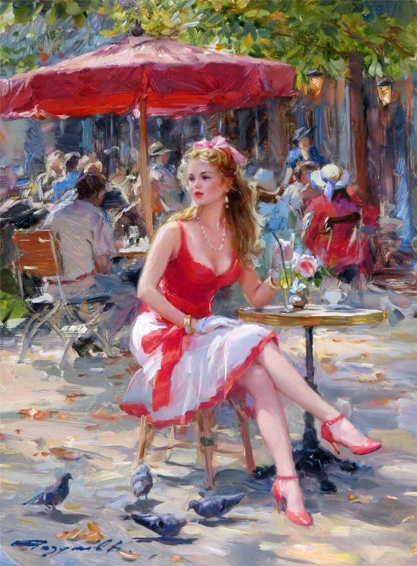 康斯坦丁·拉祖莫夫（Konstantin Razumov，1974-）是俄罗斯画家，以其印象派肖像画而闻名。拉祖莫夫1974年出生于俄罗斯扎林斯克，在莫斯科伊利亚·格拉祖诺夫绘画、雕塑和建筑学院学习，他的历史画作在那里获得了巨大的赞誉。
拉祖莫夫是一位才华横溢的印象派画家，画过各种题材，从人物到风景、年轻的芭蕾舞演员、儿童和花园和穿着奢华服装的年轻女性。他鲜艳的色彩，人物皮肤的光滑度，人物的表现力，使他的画与众不同。
拉祖莫夫拥有充满活力的闪烁笔触，加上对光线和出色的绘图技巧的掌握。他绘画风格独特，现代传统写实手法和印象派画法相结合，将人物的美妙用鲜艳的色彩描绘得淋漓尽致。
作品中，人物手和脸的特征都是写实的，而面料和周围的环境则是印象派的笔触。在人物的表现上，他的笔触细腻柔和，有着一种非常柔软的感觉，人物的皮肤光滑水嫩，双眼清澈含水，很是令人心动！在他画笔之下这些女子似乎具有更强烈的吸引力，每一个眼神都具有致命的妩媚与娇艳、温柔和感性。