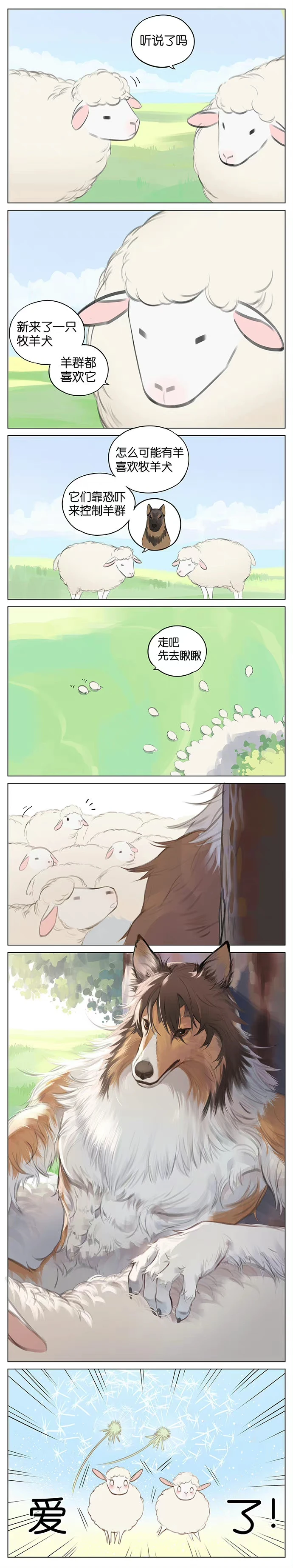 《狼和牧羊犬》①
wb画师by：阿闷aman
#兽人 #漫画 #短漫