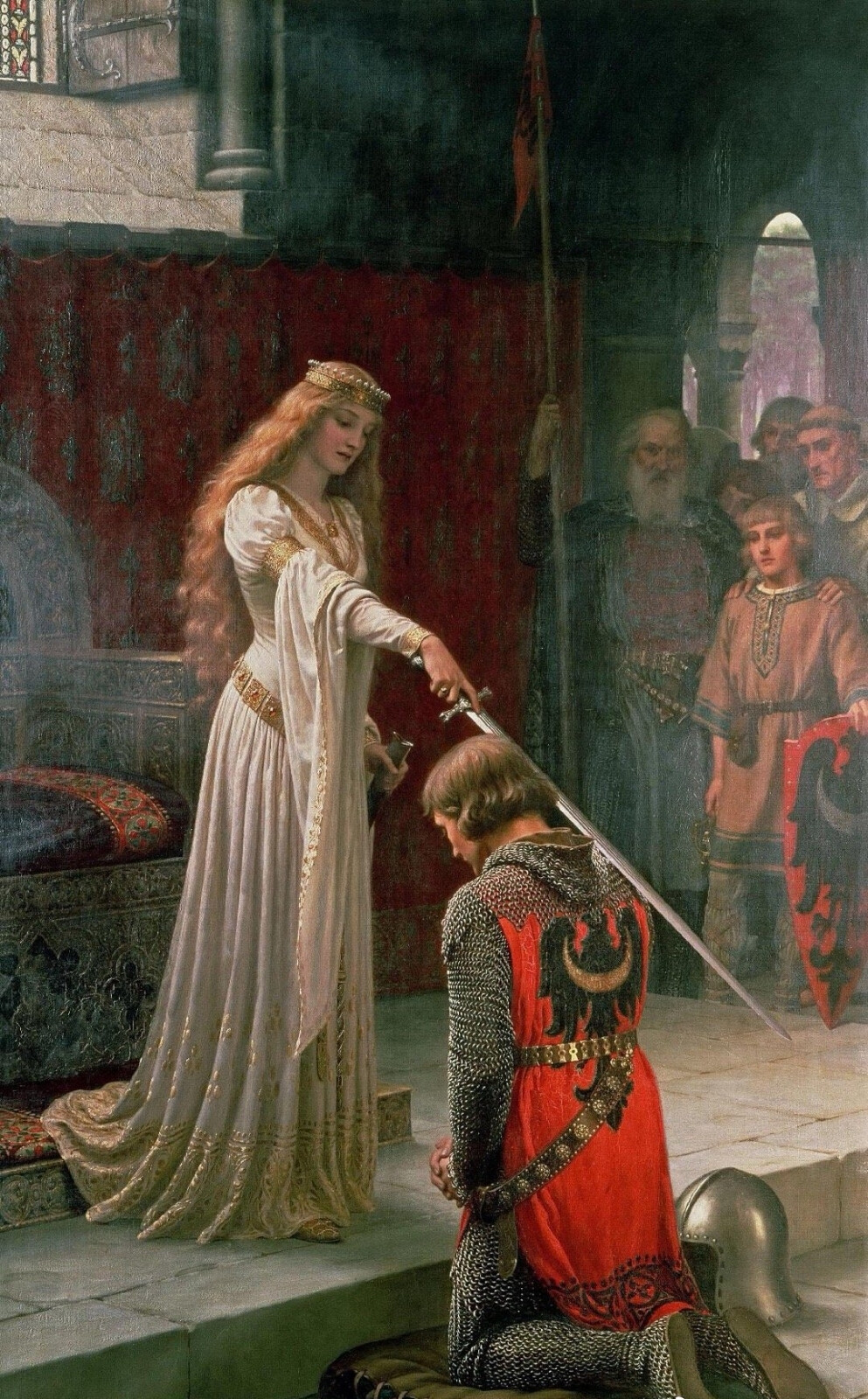 埃德蒙·布莱尔·莱顿（Edmund Blair Leighton）
《册封（The Accolade）》