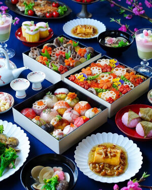 ひな祭り 晩ごはん 和食 手毬寿司 ちらし寿司 フーディーテーブル 桃カステラ 