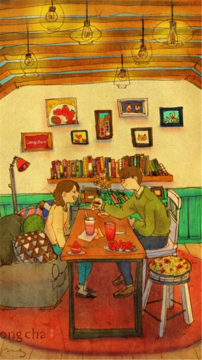 情侣日常，情侣插画，温暖，治愈