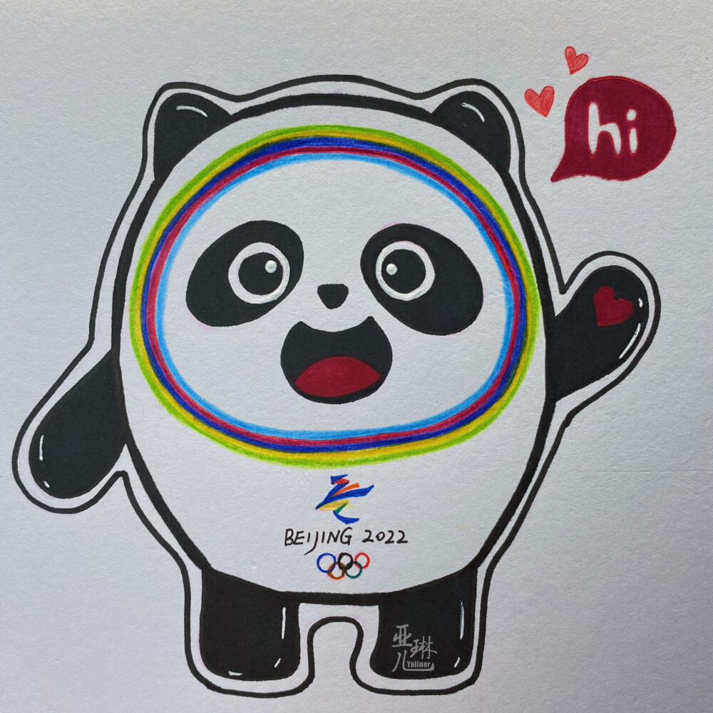 2022年北京冬奥会吉祥物︱冰墩墩︱手绘头像,画画视频在:快手,抖音