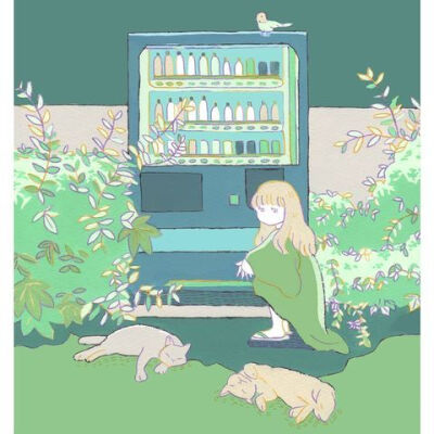 美好的时光～少女 猫咪 插画 By_norio0614