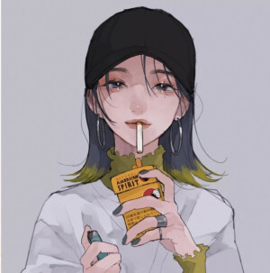 抽烟少女头像