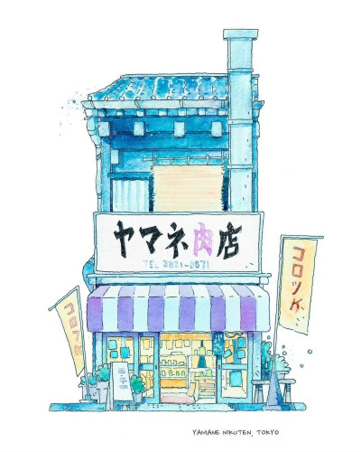 日式就街景 插画