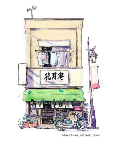 日式就街景 插画