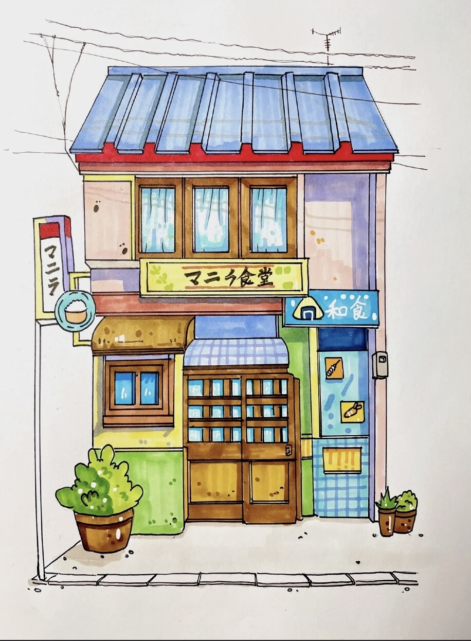 日式街景 插画