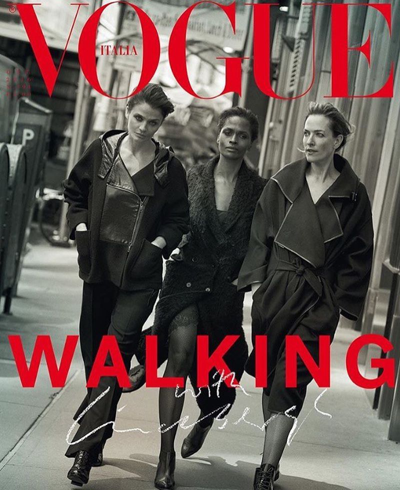 Vogue Italia October 2016 "Walking"
Photography : Peter Lindbergh
Styling : Julia von Boehm
Models: 刘雯, Carolyn Murphy, Isabeli Fontana, Karen Alexander, Karen Elson, Lara Stone, Milla Jovovich, Amber Valletta, Adriana Lima, Eva Herzigova, Tao Okamoto, Liya Kebede, Sasha Pivovarova and more