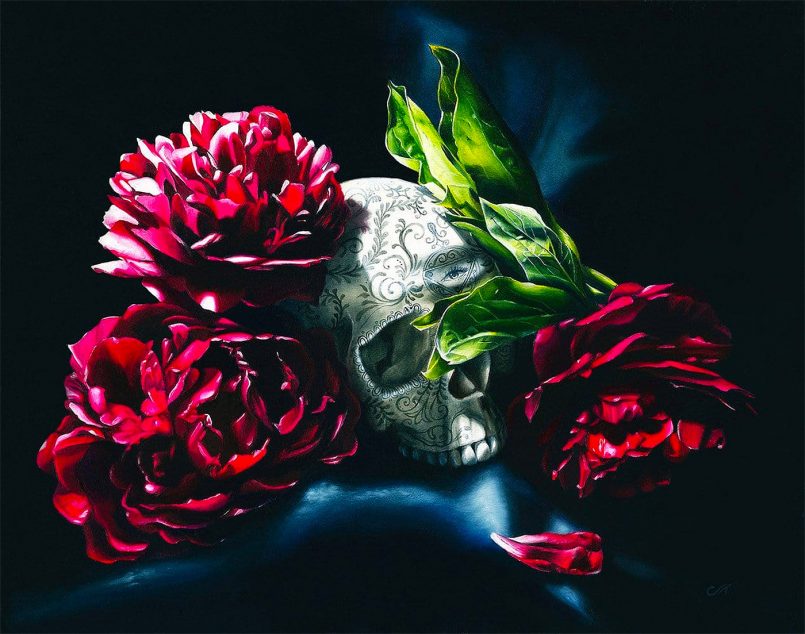 Skull Paintings by Clare Toms
Exquisite oil paintings of skulls byClare Toms, a visual artist that spends her time between Australia and Mexico.