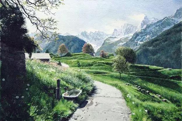 田中己永（Tanaka Minori）日本画家，毕业于东京艺术大学。
田中己永的水彩画以风景为主，纯朴静谧而又生机盎然，如同回到故乡。
