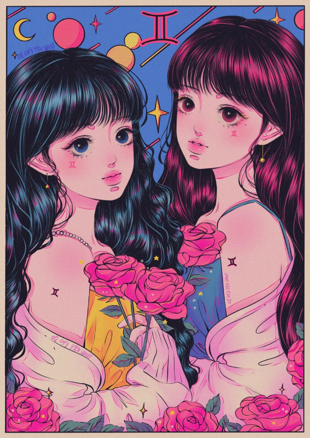 十二星座女孩插画一组~
作者：哎哟微well ​​​