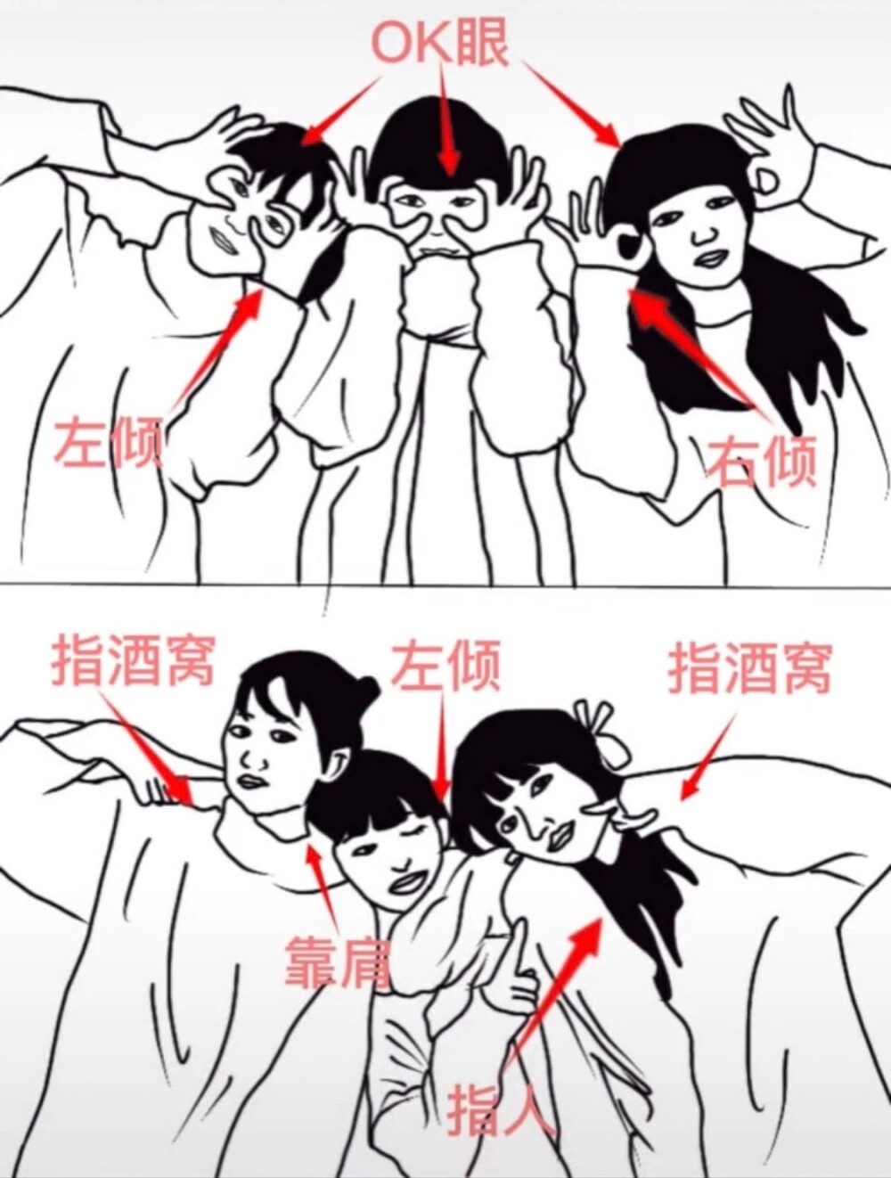 闺蜜三人拍照姿势大全｜艾特闺蜜一块来拍！|||拍照tips：
1、拍照姿势
对称动作适合闺蜜两人做，画面更统一。
闺蜜三人可以选择不同的搞怪姿势，或者左右两人动作对称，中间的人和两边闺蜜都互动哦。
2、拍照穿搭
闺蜜最好选择同色系穿搭，画面更和谐
如果是风格迥异的闺蜜两人，选择反差大、突出个人不同风格也很好看哦
大家快艾特你的闺蜜来拍吧！
