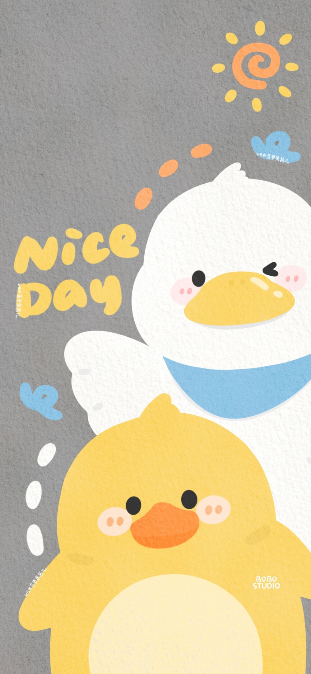 更一组大白鸭的日常生活插画壁纸～
画师:菠萝果酱儿