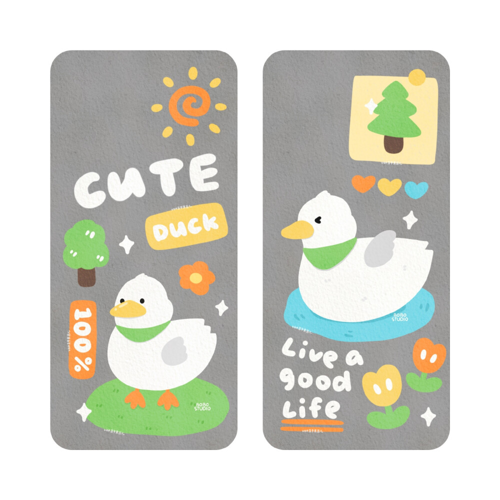 更一组大白鸭的日常生活插画壁纸～
画师:菠萝果酱儿