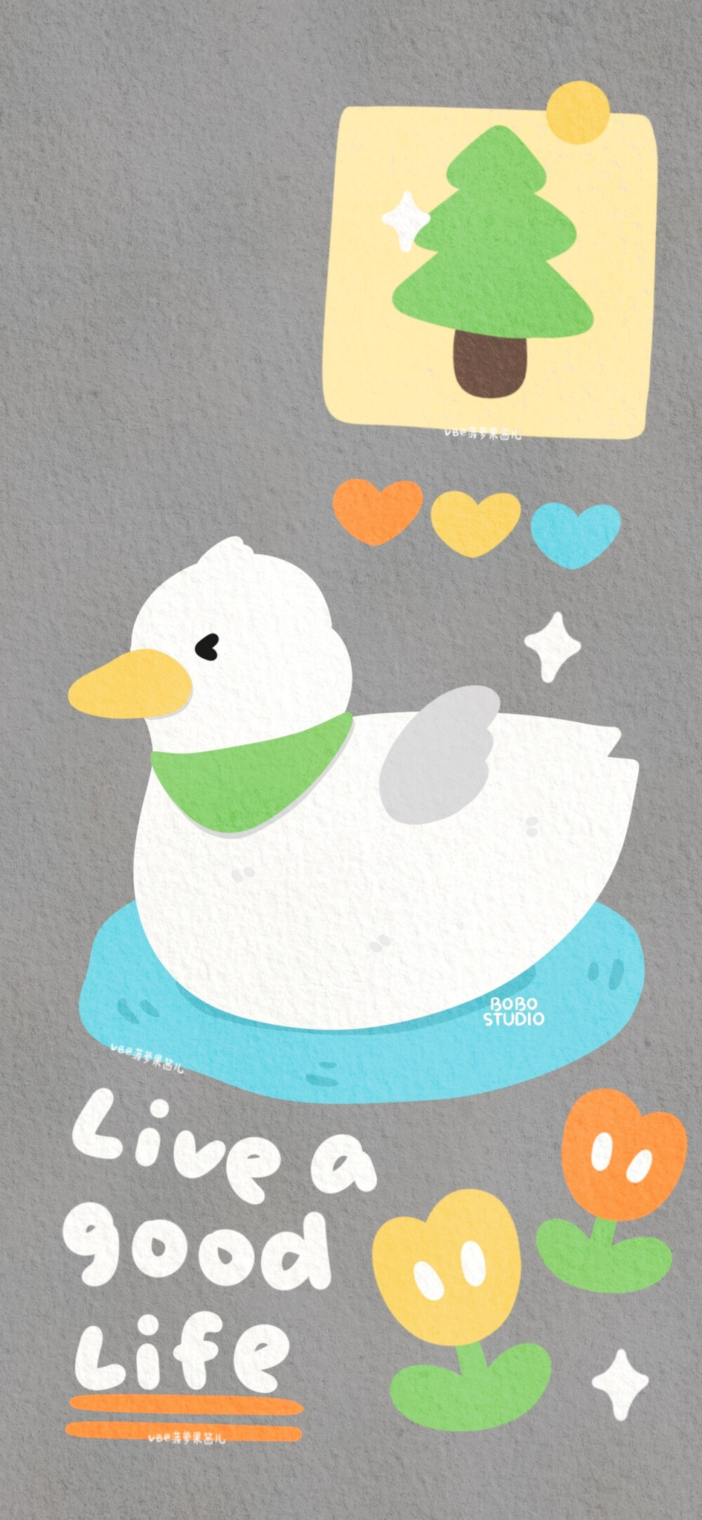更一组大白鸭的日常生活插画壁纸～
画师:菠萝果酱儿