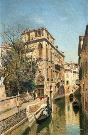 秘鲁艺术家Federico del Campo画笔下100多年前阳光明媚的威尼斯。 ​